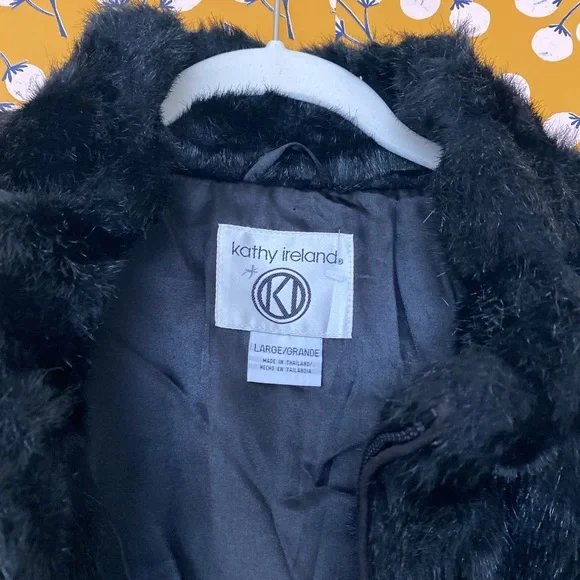 Vintage 80s Black Faux Fur Coat - Picture 3 of 4